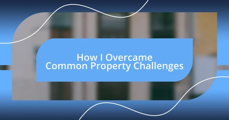 How I Overcame Common Property Challenges