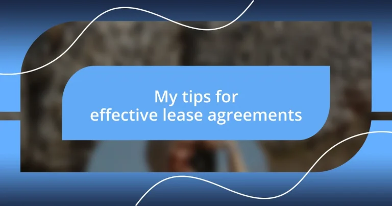 My tips for effective lease agreements